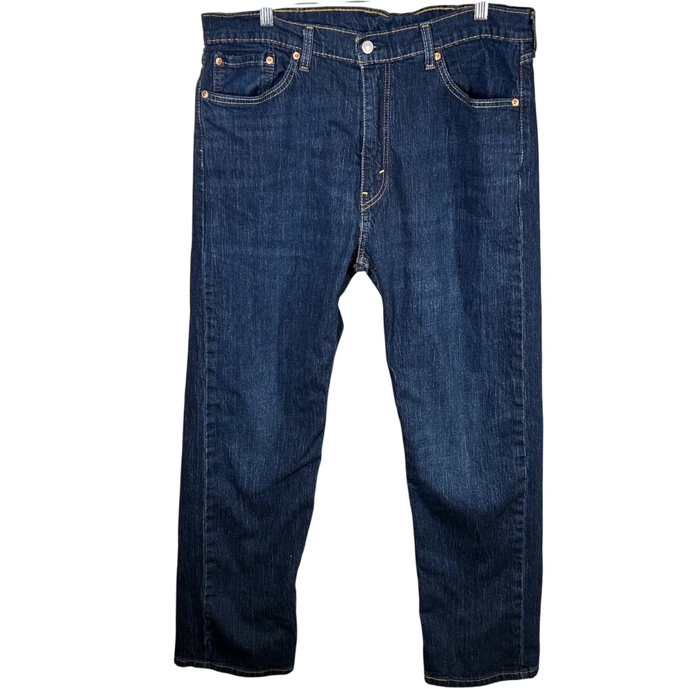 Levi Strauss 505 Mens Dark Wash Jeans Size 38x32 Straight Leg Denim